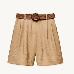 NWT Zara belted shorts with belt camel color size XL